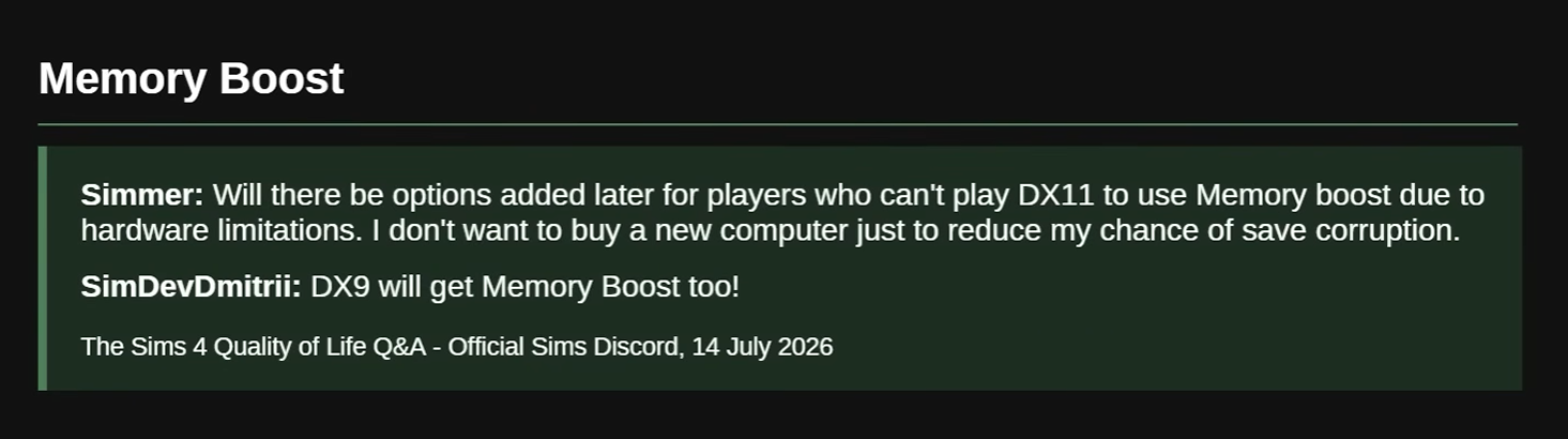 WARNING! DO NOT USE THE MEMORY BOOST FEATURE